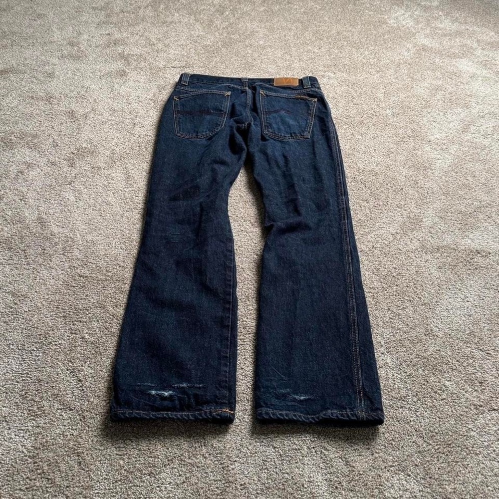 NUDIE JEANS STRAIGHT LEG INDIGO BLUE DENIM